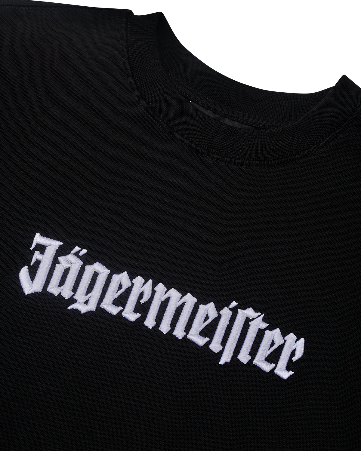 Black shirt with white Jägermeister wordmark