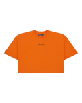 T-shirt court orange Jägermeister avec logo vert de la marque.