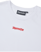 T-shirt court blanc avec logo orange Jägermeister.