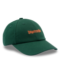 Casquette dad verte Jägermeister avec logo wordmark orange Jägermeister sur le devant.