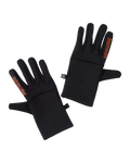 Gants Jägermeister noirs avec wordmark Jägermeister orange sur l’index.