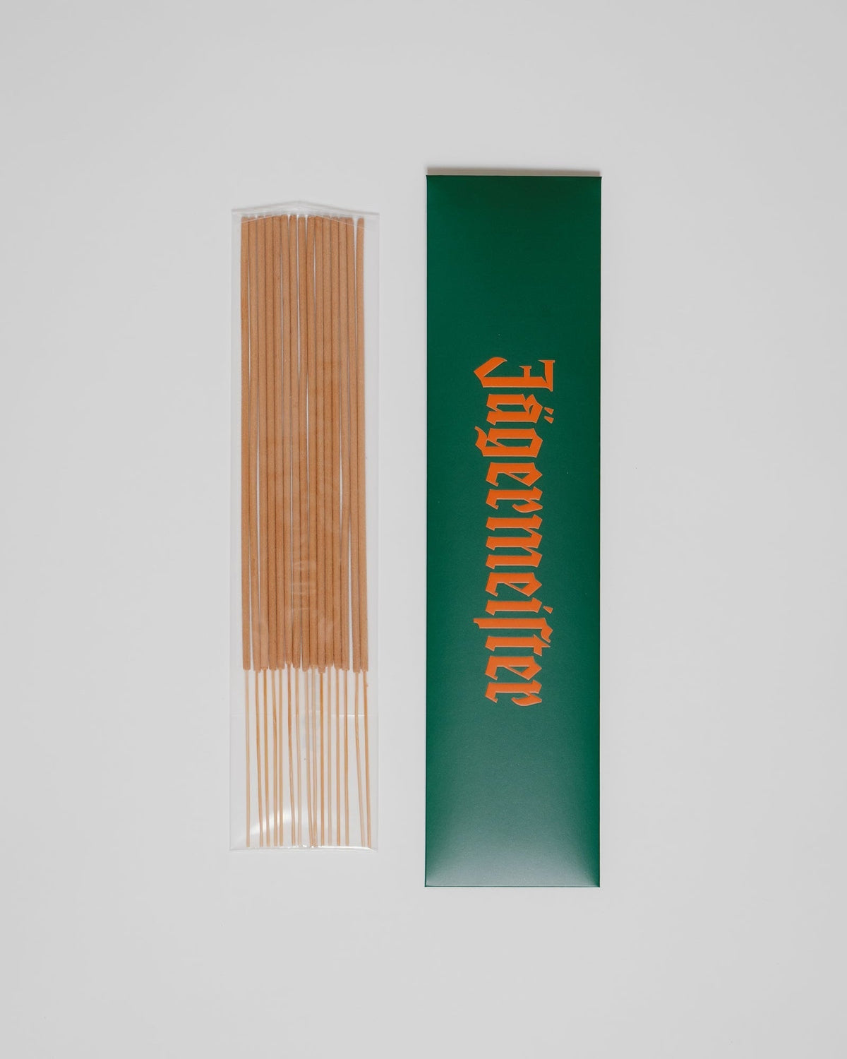 Incense sticks with a green box featuring 'Jägermeister' branding on a white background