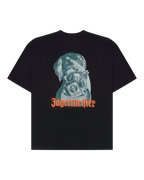 Black t-shirt with a dog graphic and the 'Jägermeister' wordmark.