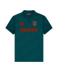 Maillot vert Jägermeister avec branding sur le devant.