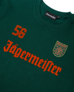 Green Jägermeister longsleeve with orange Jägermeister wordmark and a '56'.