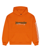 Sweat à capuche orange Jägermeister Racing vu de face.