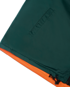 Green and orange fabric of the reversible Jägermeister jacket
