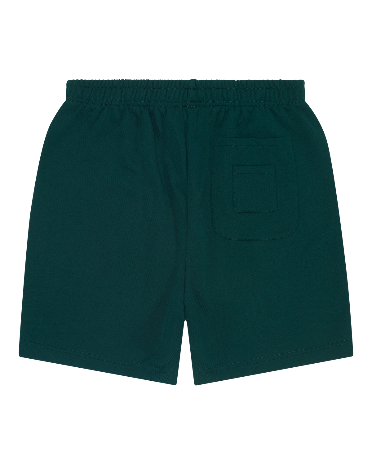 Dark green Jägermeister shorts with a back pocket.