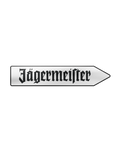 Panneau directionnel argenté Jägermeister avec le logo Jägermeister noir
