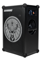 Enceinte Soundboks noire avec le logo de la marque Jägermeister