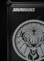 Enceinte Soundboks noire avec le logo de la marque Jägermeister