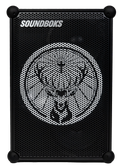 Enceinte Soundboks noire avec le logo de la marque Jägermeister