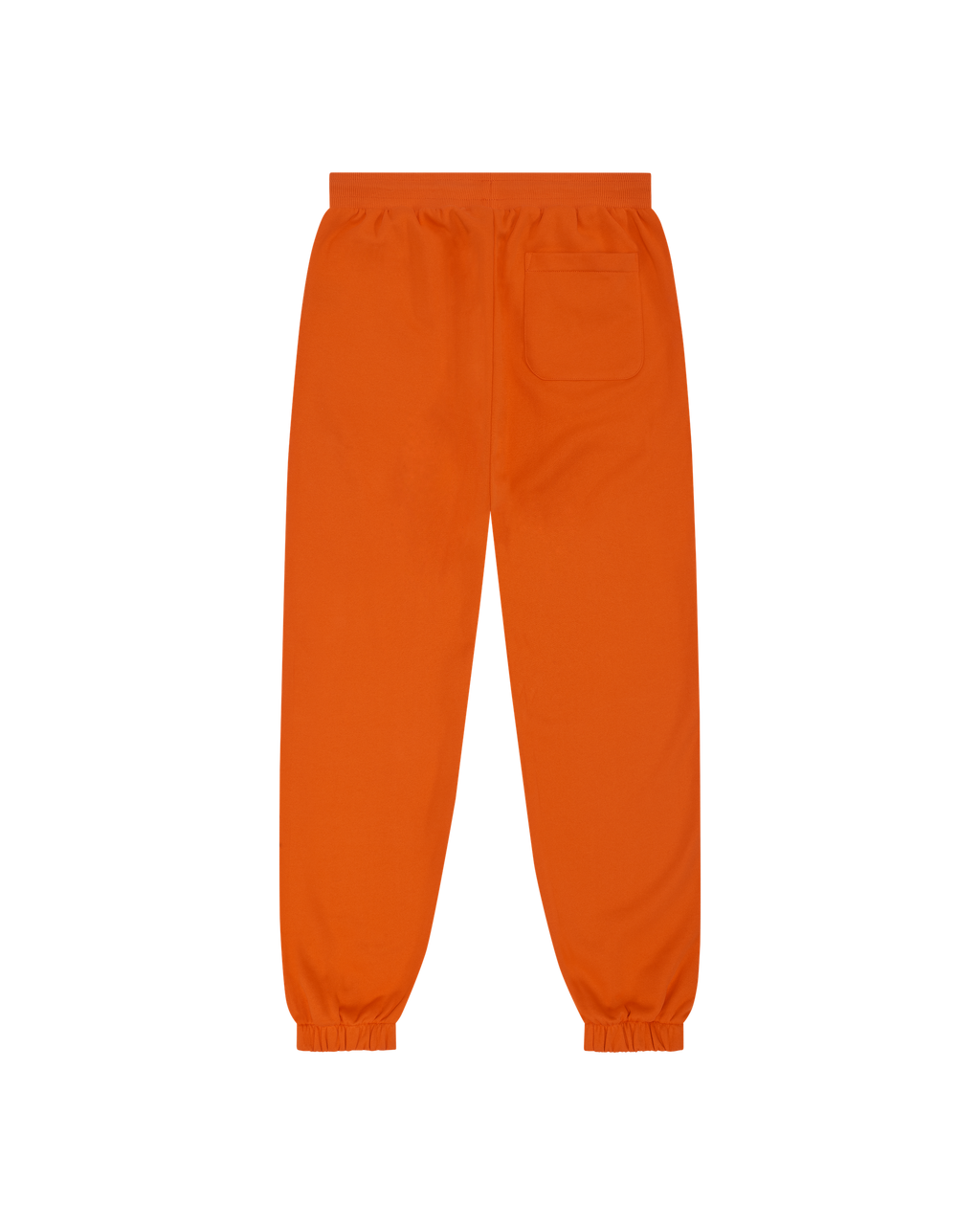 Orange sweatpants from the back.
